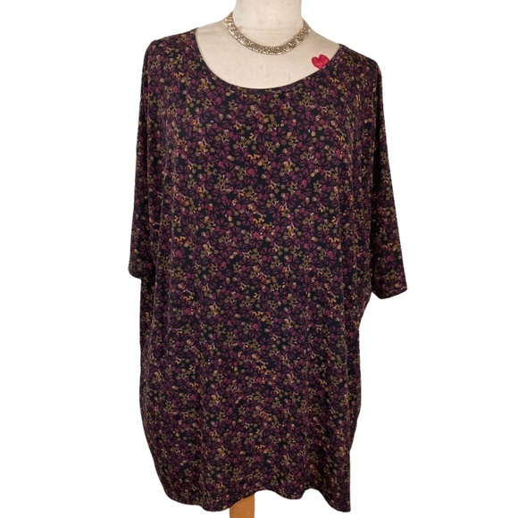 Dark Floral Violet and Black Tunic - Picture 4 of 4